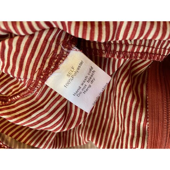 Mid Ref Red Pinstriped Flutter Sleeve Wide Leg Summer Style Jumpsuit Small - Picture 13 of 13